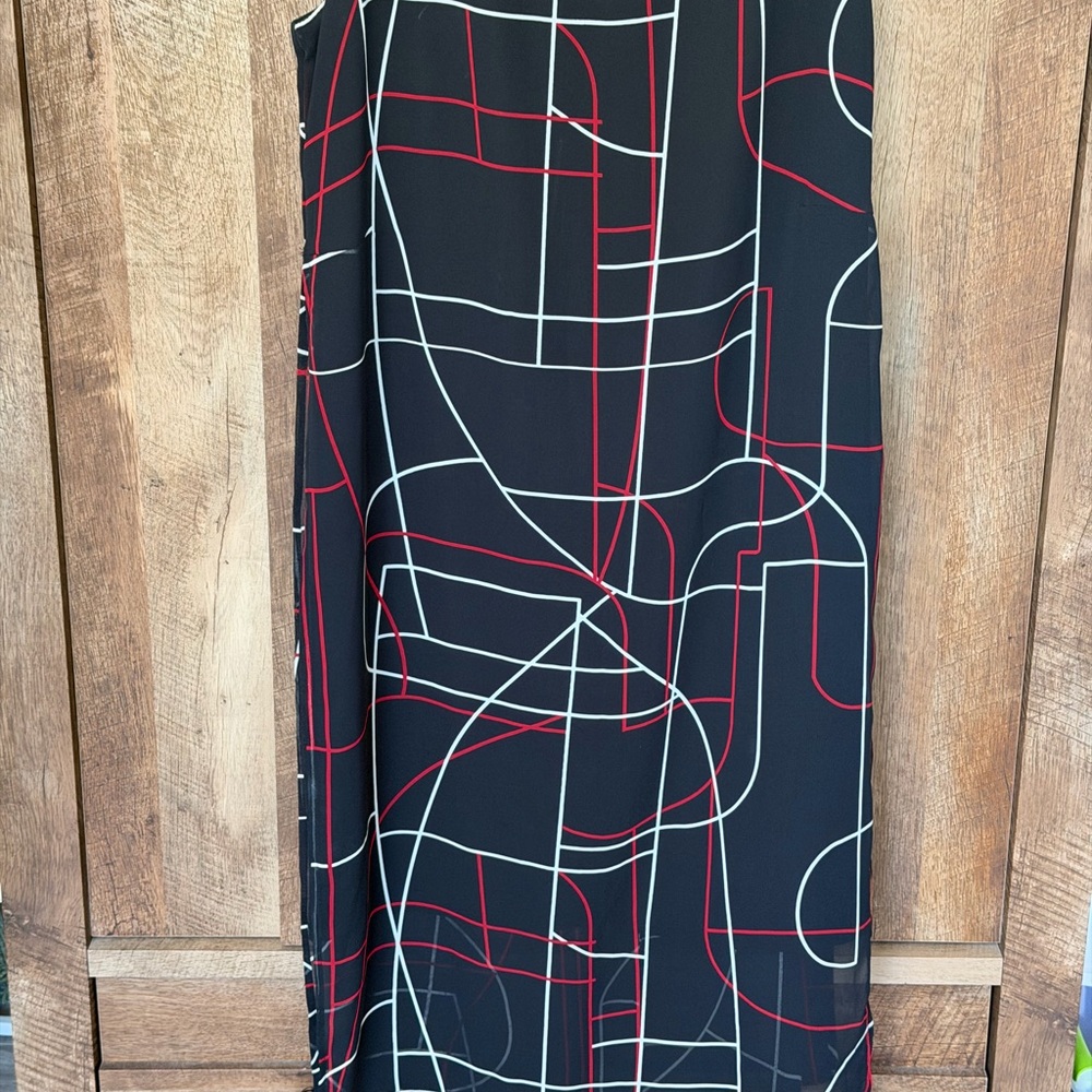 Alfani Black Dress with Red and White Geometric Design - Picture 4 of 12